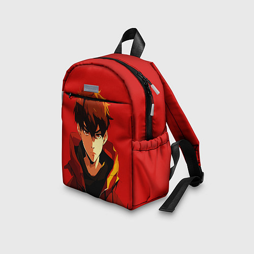 Детский рюкзак Аниме парень на красном фоне / 3D-принт – фото 3