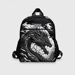 Детский рюкзак Черно-белый дракон и волны, цвет: 3D-принт
