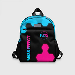 Детский рюкзак Mass Effect - neon gradient: надпись, символ, цвет: 3D-принт