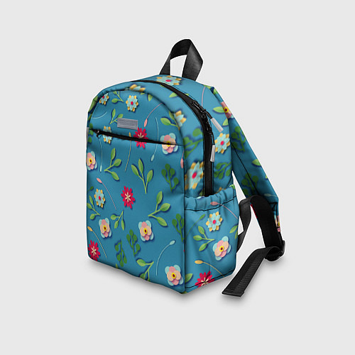 Детский рюкзак Цветы и зеленые веточки / 3D-принт – фото 3