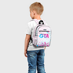 Детский рюкзак GTA neon gradient style: символ сверху, цвет: 3D-принт — фото 2