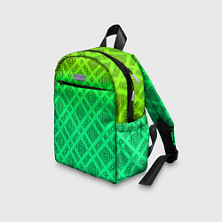 Детский рюкзак Желто-зеленый градиентный фон с геометрическим узо, цвет: 3D-принт — фото 2