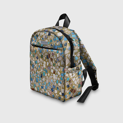 Детский рюкзак Мозаика белая разноцветная / 3D-принт – фото 3