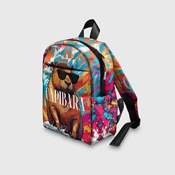 Детский рюкзак Капибара в очках на красочных волнах, цвет: 3D-принт — фото 2
