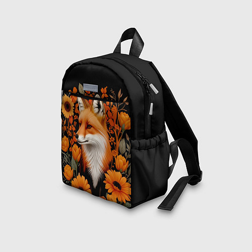 Детский рюкзак Элегантная лиса и цветы / 3D-принт – фото 3
