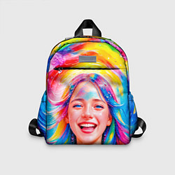 Детский рюкзак Девушка с красочными волосами в каплях воды, цвет: 3D-принт