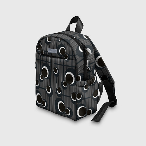 Детский рюкзак Черные и белые круги на сером / 3D-принт – фото 3