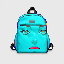 Детский рюкзак Девушка с циановым лицом и жёлтыми зрачками, цвет: 3D-принт