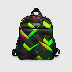 Детский рюкзак Зеленые неоновые плитки, цвет: 3D-принт