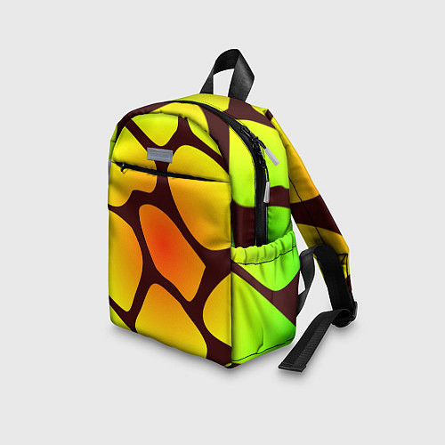 Детский рюкзак Коричневая сеть с цветными пятнами / 3D-принт – фото 3