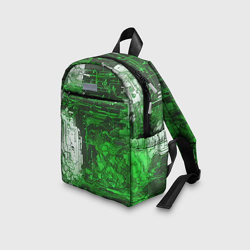 Детский рюкзак Киберпанк заражение зелёное / 3D-принт – фото 3