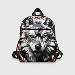 Детский рюкзак Черный волк - полигональная голова зверя, цвет: 3D-принт