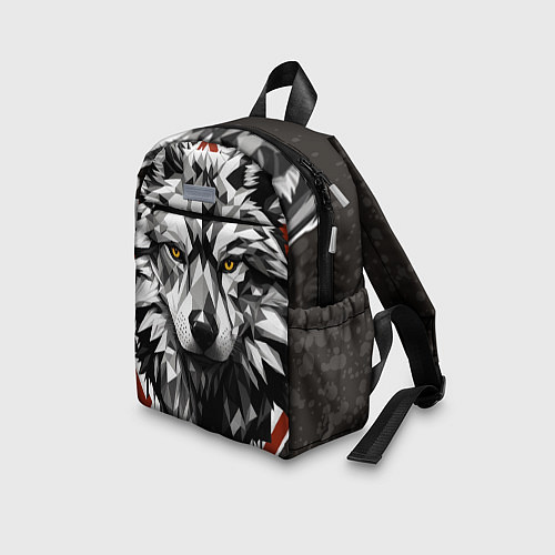 Детский рюкзак Черный волк - полигональная голова зверя / 3D-принт – фото 3