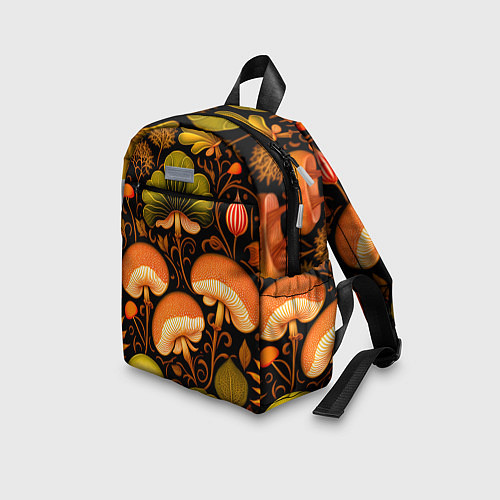 Детский рюкзак Грибы с листвой узор / 3D-принт – фото 3