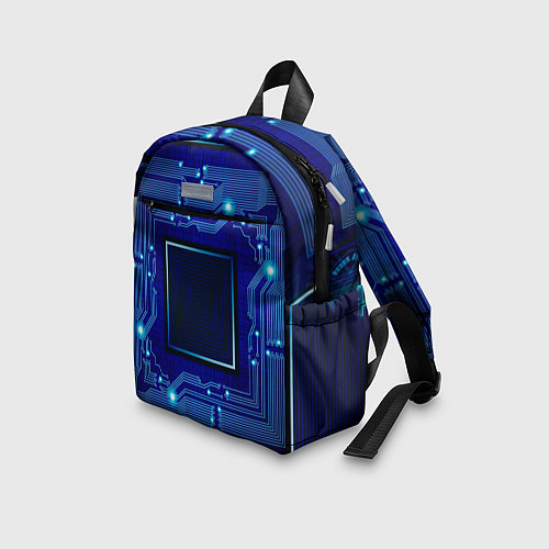 Детский рюкзак Технический синий паттерн / 3D-принт – фото 3