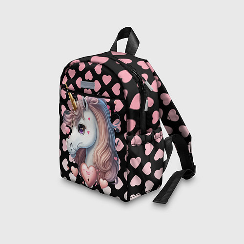 Детский рюкзак Розовый единорог с сердечками / 3D-принт – фото 3