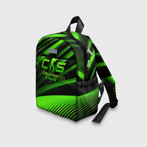 Детский рюкзак CS2 Counter strike green logo / 3D-принт – фото 3