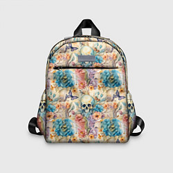 Детский рюкзак Череп в цветах с бабочками узор