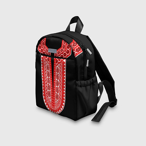 Детский рюкзак Красный орнамент в руском стиле / 3D-принт – фото 3
