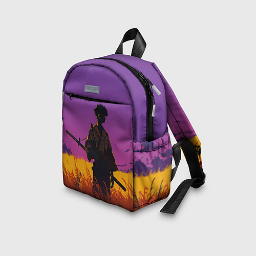 Детский рюкзак Самурай на закате - фиолетовый / 3D-принт – фото 3