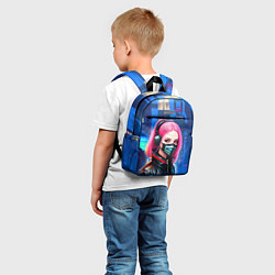 Детский рюкзак Девушка с розовыми волосами - киберпанк, цвет: 3D-принт — фото 2