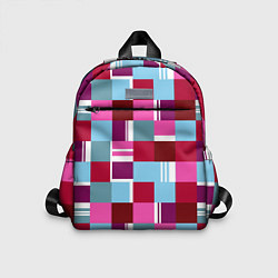 Детский рюкзак Ретро квадраты вишнёвые, цвет: 3D-принт