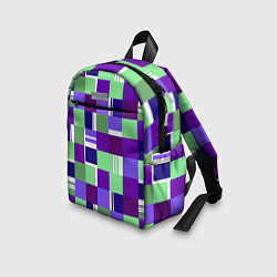 Детский рюкзак Ретро квадраты баклажановые, цвет: 3D-принт — фото 2