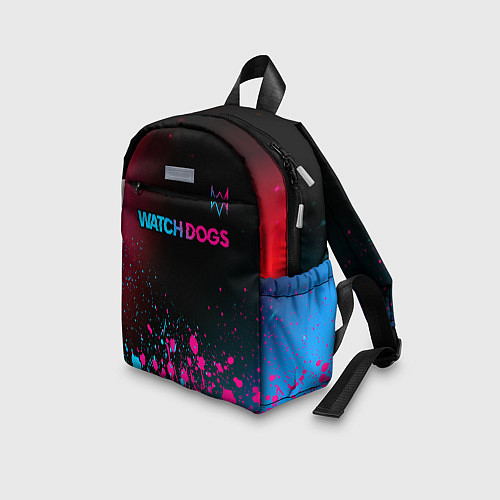 Детский рюкзак Watch Dogs - neon gradient: символ сверху / 3D-принт – фото 3