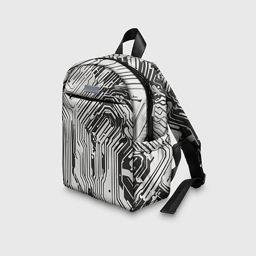 Детский рюкзак Белые полосы на чёрном фоне / 3D-принт – фото 3