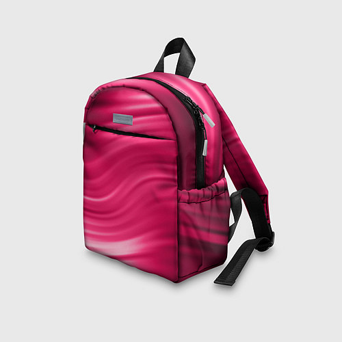 Детский рюкзак Абстрактный волнистый узор в красно-розовых тонах / 3D-принт – фото 3