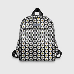 Детский рюкзак Белые ромашки на чёрном, цвет: 3D-принт