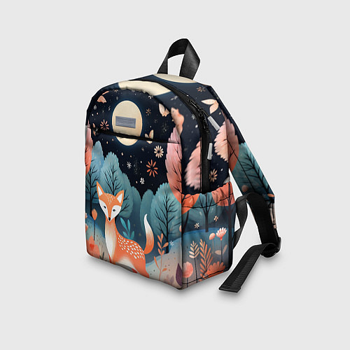 Детский рюкзак Лисичка в осеннем лесу фолк-арт / 3D-принт – фото 3