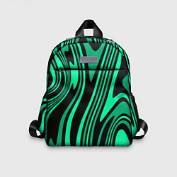 Детский рюкзак Абстракция изогнутые линии чёрно-зелёный, цвет: 3D-принт