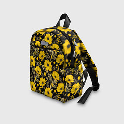 Детский рюкзак Желтые цветы на черном фоне паттерн, цвет: 3D-принт — фото 2