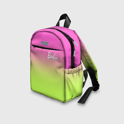Детский рюкзак Барби: градиент розовый и ярко-зеленый / 3D-принт – фото 3