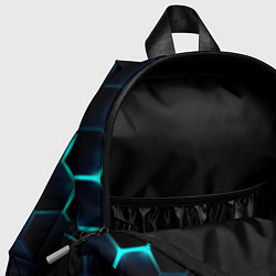Детский рюкзак Бирюзовый сквозь чёрные соты, цвет: 3D-принт — фото 2