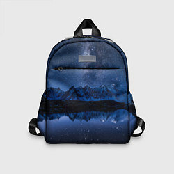 Детский рюкзак Галактическая зимняя ночь в горах, цвет: 3D-принт