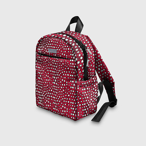 Детский рюкзак Белые пузырьки на красном фоне / 3D-принт – фото 3