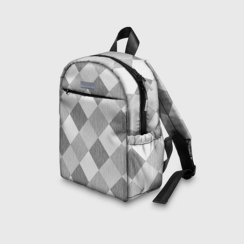 Детский рюкзак Серый плед геометрический узор с текстурой / 3D-принт – фото 3