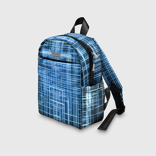 Детский рюкзак Синие неоновые полосы киберпанк / 3D-принт – фото 3