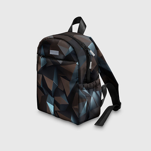 Детский рюкзак Черная геометрическая абстракция - объемные грани / 3D-принт – фото 3