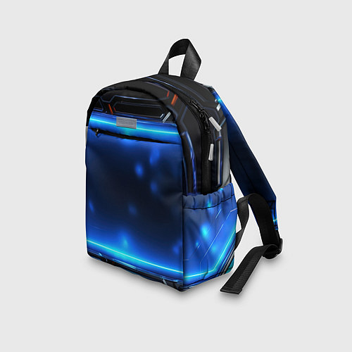 Детский рюкзак Синий неоновый экран / 3D-принт – фото 3