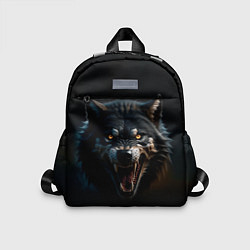 Детский рюкзак Волк чёрный хищник, цвет: 3D-принт