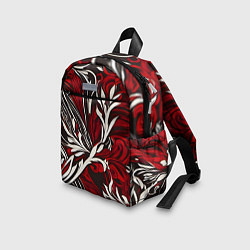 Детский рюкзак Красно белый узор на чёрном фоне, цвет: 3D-принт — фото 2