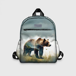 Детский рюкзак Минималистичный пейзаж с медведем акварель, цвет: 3D-принт