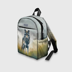 Детский рюкзак Минималистичный пейзаж с волком акварель, цвет: 3D-принт — фото 2
