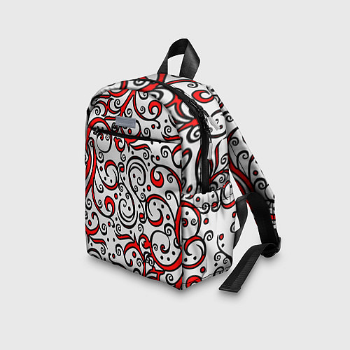Детский рюкзак Красный кружевной узор / 3D-принт – фото 3