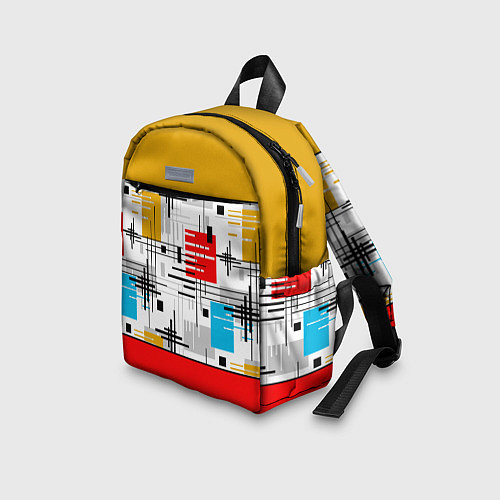 Детский рюкзак Узор красного горчичного цвета / 3D-принт – фото 3