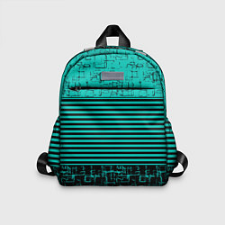Детский рюкзак Темно бирюзовый полосатый узор, цвет: 3D-принт