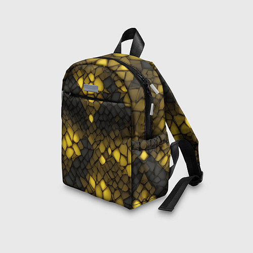 Детский рюкзак Жёлтый трескающийся камень / 3D-принт – фото 3